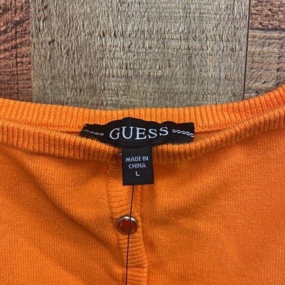GUESS Snap Front Lana Sweater Dress, Sunset Orange, Large NWT - Picture 4 of 9